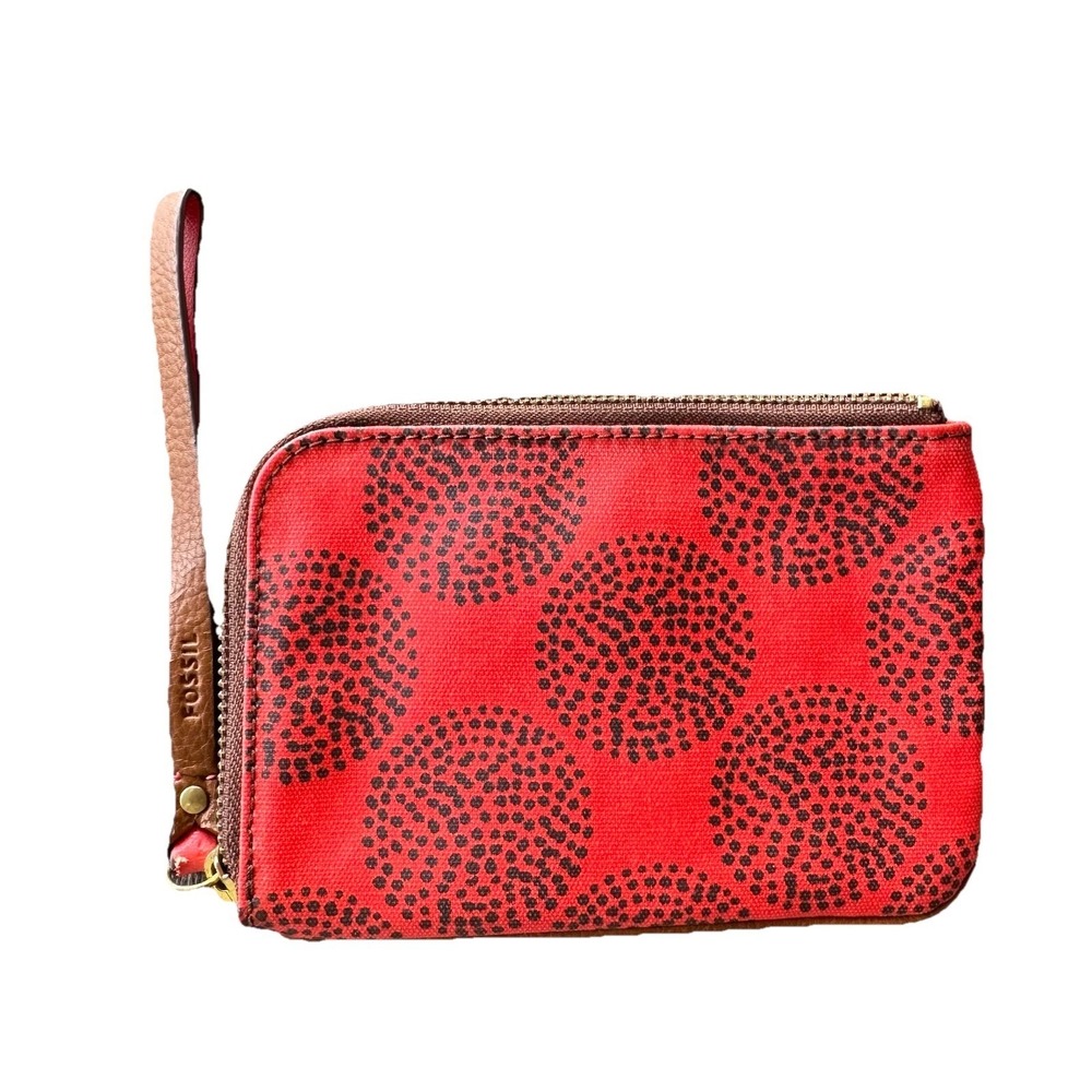 FOSSIL Women's Red/orange Zipper Wristlet‎ Pouch